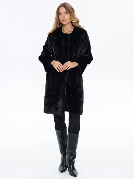 Черная женская шуба из меха норки BRASCHI NJ 13, размер 42, артикул 34370-1