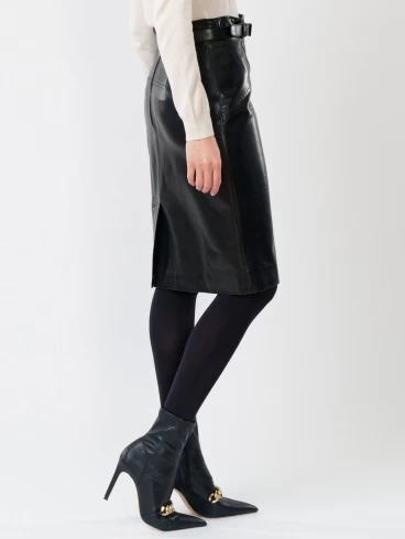 Кожаная юбка карандаш из натуральной кожи 02рс, черная, размер 46, артикул 85280-6