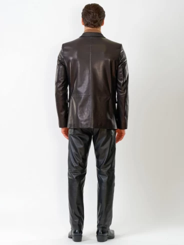 Мужской кожаный пиджак на ручном стежке премиум класса 543, черный, размер 48, артикул 27330-4