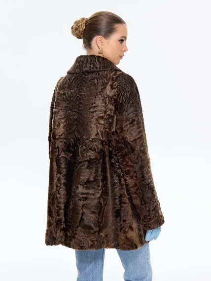 Женская шуба из меха каракульчи Елизавета, коричневая, размер 56, артикул 65590-3