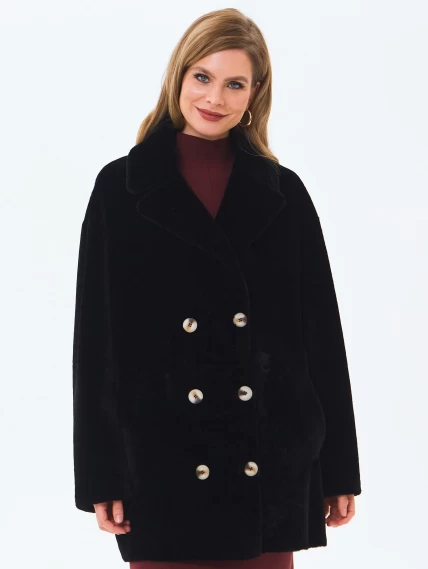 Женская дубленка из астрагана 2064, черная, размер 48, артикул 64640-0