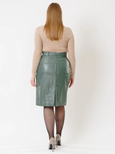 Кожаная юбка карандаш из натуральной кожи 02рс, оливковая, размер 44, артикул 85471-1