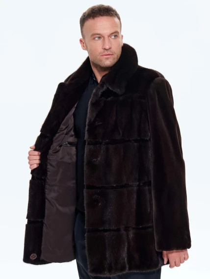 Черная мужская норковая шуба UNIFUR 7904, размер 54, артикул 34510-3