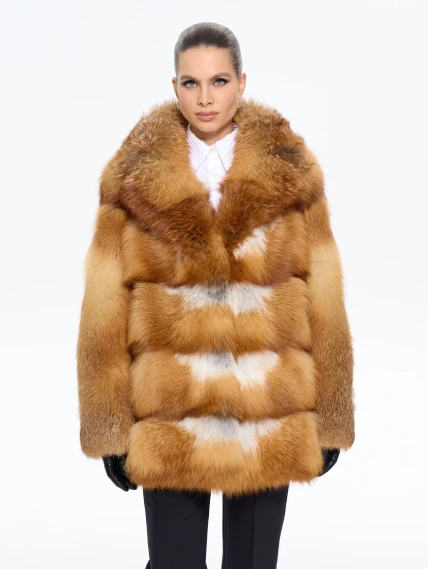 Женская короткая шуба из меха лисы Л1010 - 384, рыжая, размер 46, артикул 65290-4