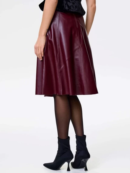 Бордовая кожаная юбка 01рс, размер 44, артикул 85442-5