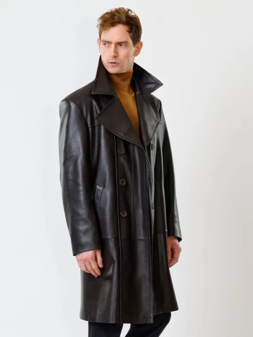 Двубортное мужское кожаное пальто премиум класса Чикаго, коричневое, размер 46, артикул 71320-5