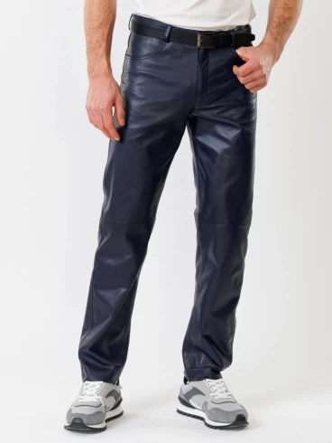 Кожаные брюки мужские 01, синие, размер 48, артикул 120010-6