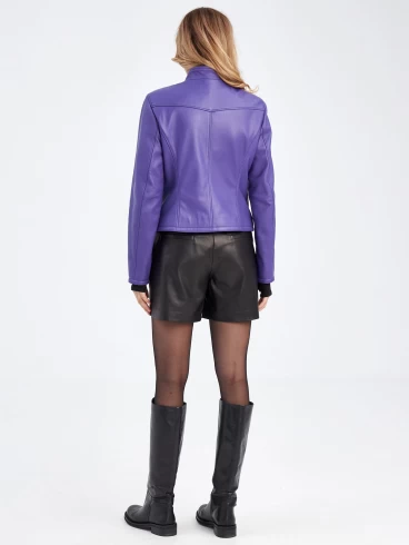 Женская кожаная куртка премиум класса 3045, фиолетовая, размер 46, артикул 23300-4