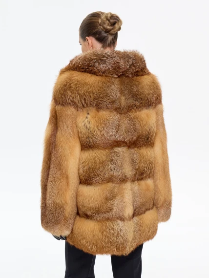 Женская короткая шуба из меха лисы Л1010 - 384, рыжая, размер 46, артикул 65290-5