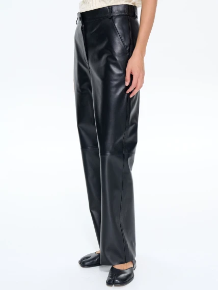 Брюки женские из натуральной кожи 10, черный, размер 46, артикул 86050-3