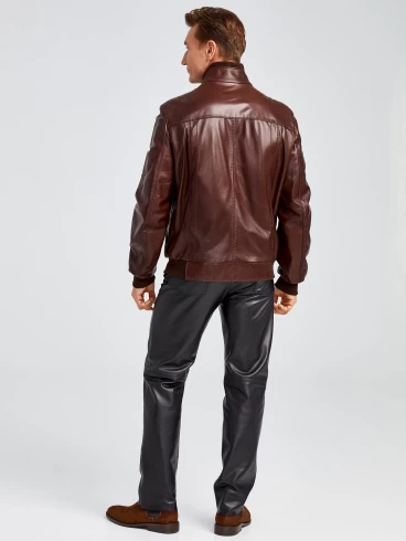 Кожаная куртка бомбер мужская 521,коньячная, размер 48, артикул 28630-2