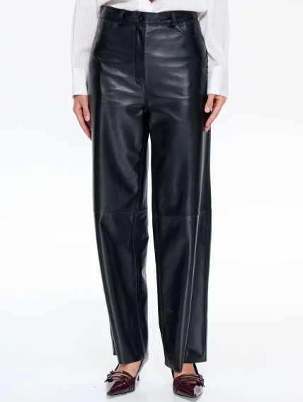 Женские брюки из натуральной кожи 11, черный, размер 46, артикул 86040-1