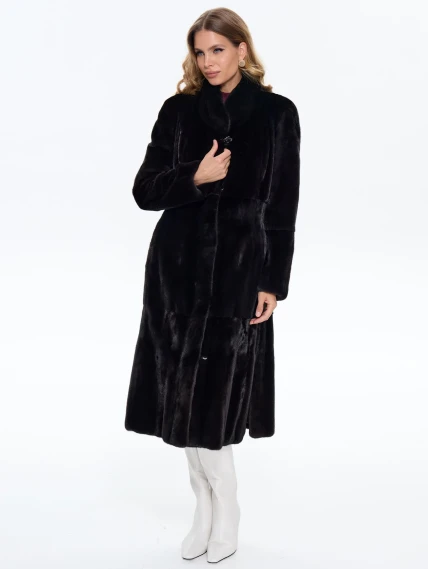 Шуба из меха норки MAKIS ROUSSOULIS METALICA, черная, размер 44, артикул 34500-6