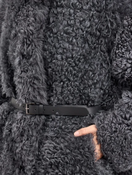 Короткая женская дубленка из тиградо 2072, серая, размер 44, артикул 65050-2