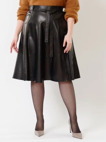Кожаная расклешенная юбка из натуральной кожи 01рс, черная, размер 46, артикул 85460-1