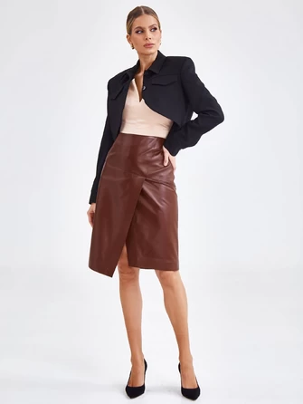 Юбка миди из натуральной кожи 15-0