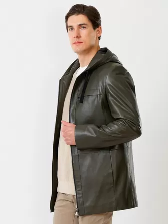 Удлиненная мужская кожаная куртка с молниями YKK премиум класса 552-1