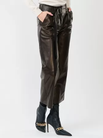 Кожаные укороченные женские брюки из натуральной кожи 05-1