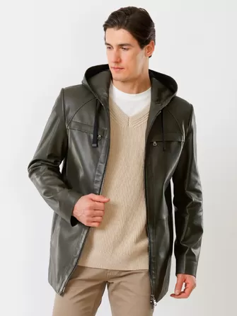 Удлиненная мужская кожаная куртка с молниями YKK премиум класса 552-0