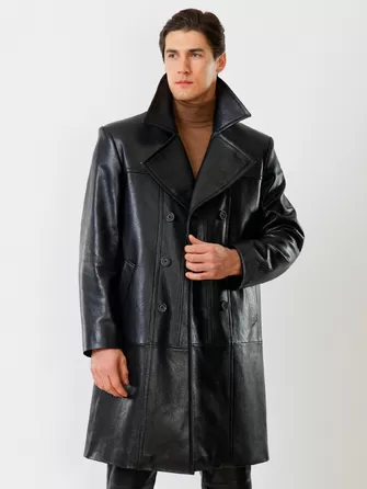 Двубортное мужское кожаное пальто премиум класса Чикаго-1