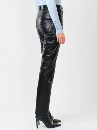 Кожаные зауженные женские брюки из натуральной кожи 02-1