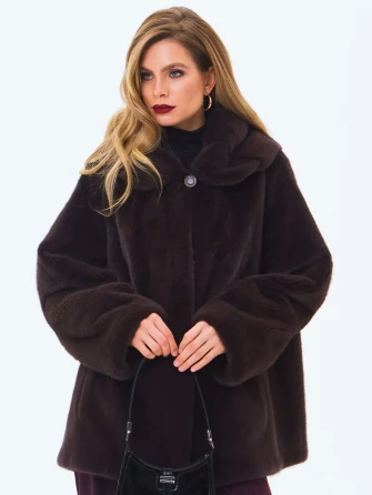 Женская норковая шуба с капюшоном премиум класса Жанета(к)-0