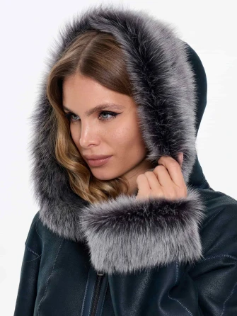 Женская дубленка с капюшоном из тосканы 2067-1