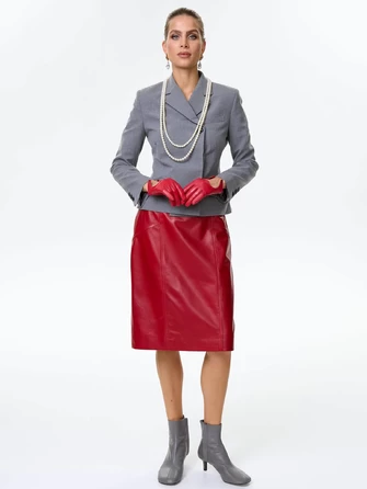 Юбка карандаш из натуральной кожи 06-0