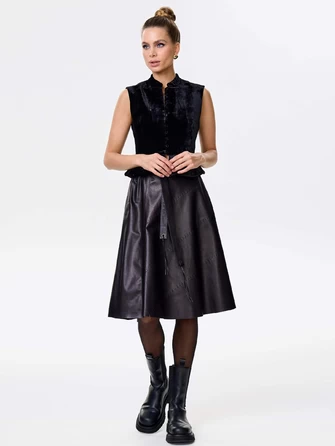 Черная кожаная юбка 01рс-0