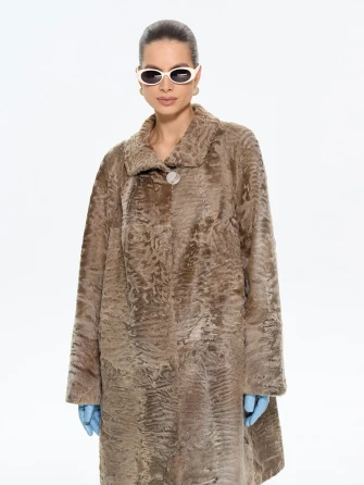 Длинная женская шуба из меха каракульчи Лиза-1