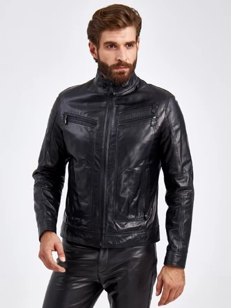 Короткая кожаная мужская куртка 502-0
