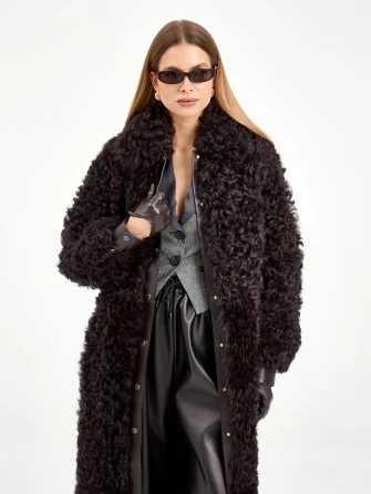 Длинная женская дубленка из тиградо 2082-0