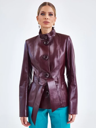 Кожаная женская куртка с поясом 334-0