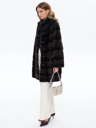 Поперечная норковая женская шуба MANZARI SL-135-1