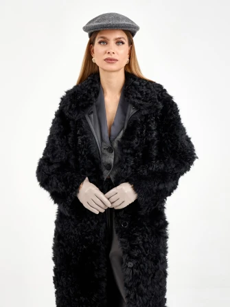 Длинная женская дубленка из тиградо 2080-0