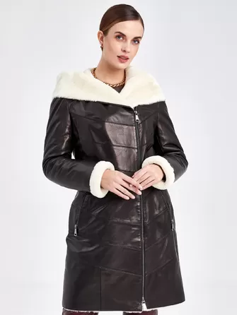 Кожаное пальто зимнее женское 391мех-0