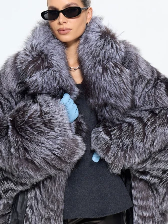 Женская короткая шуба из меха лиса Л1010 - 21-1