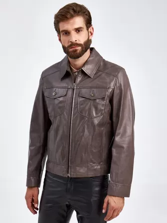 Короткая кожаная мужская куртка Ray-0
