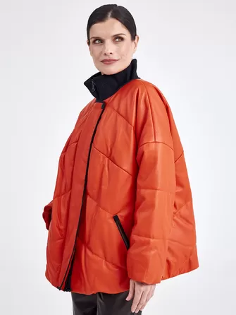 Утепленная женская кожаная куртка оверсайз премиум класса 3022-1