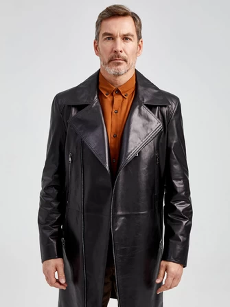 Мужское кожаное пальто из натуральной кожи премиум класса 554-0